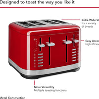 KitchenAid - 4 Slice Empire Red Toaster - KMT4109ER