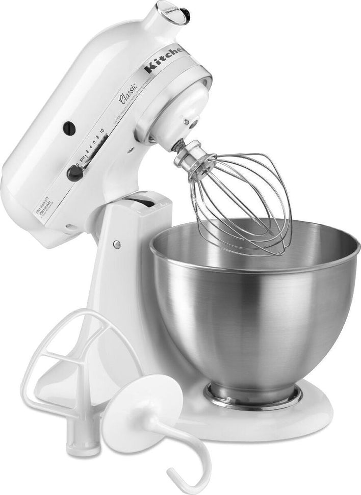 KitchenAid - 4.5 QT Classic Series White Tilt-Head Stand Mixer - K45SSWH