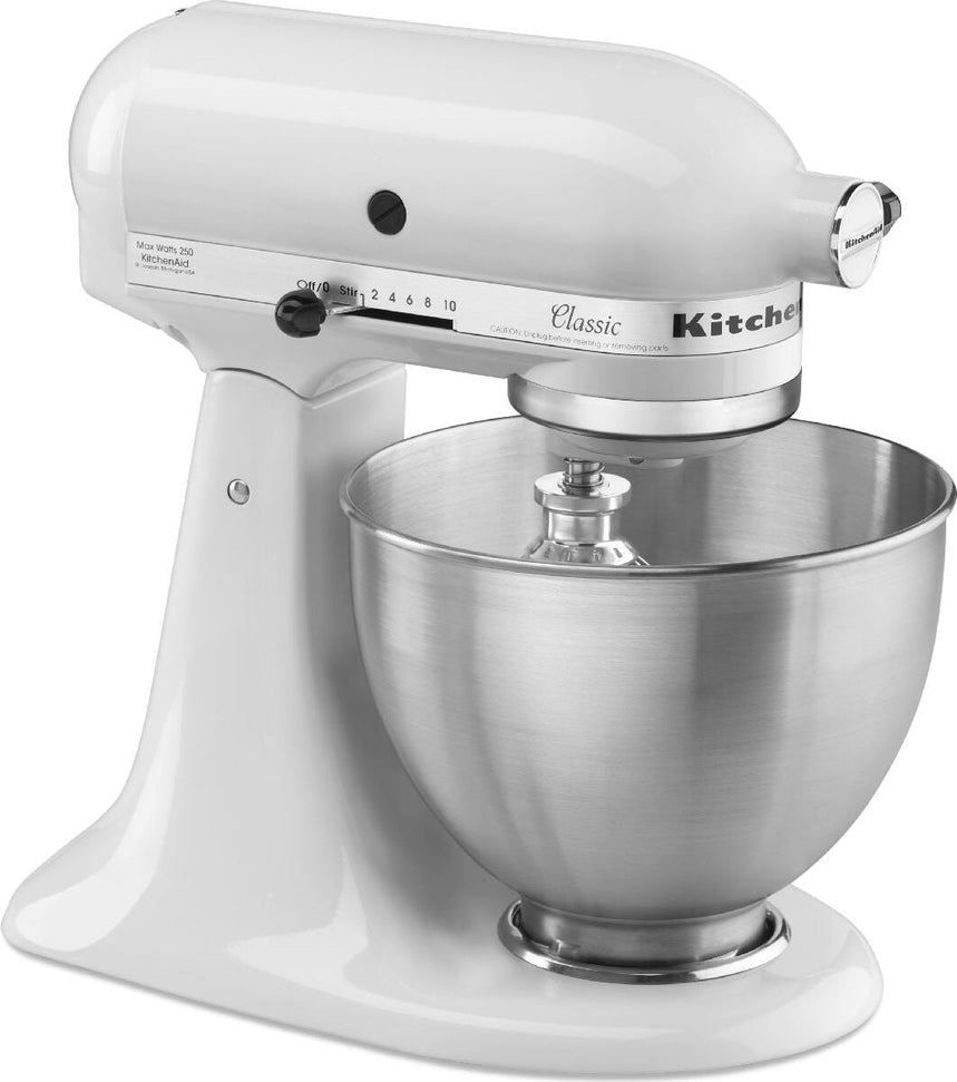 KitchenAid - 4.5 QT Classic Series White Tilt-Head Stand Mixer - K45SSWH
