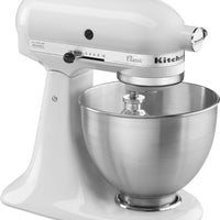 KitchenAid - 4.5 QT Classic Series White Tilt-Head Stand Mixer - K45SSWH