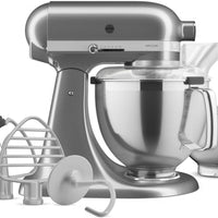 KitchenAid - 5 QT Artisan Medallion Silver Tilt-Head Stand Mixer with Accessory Pack - KSM195PSMS