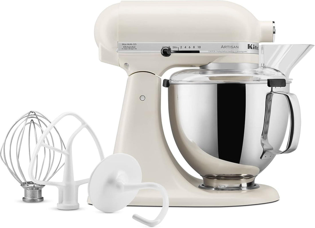 KitchenAid - 5 QT Artisan Porcelain White Tilt-Head Stand Mixer - KSM150PSPL