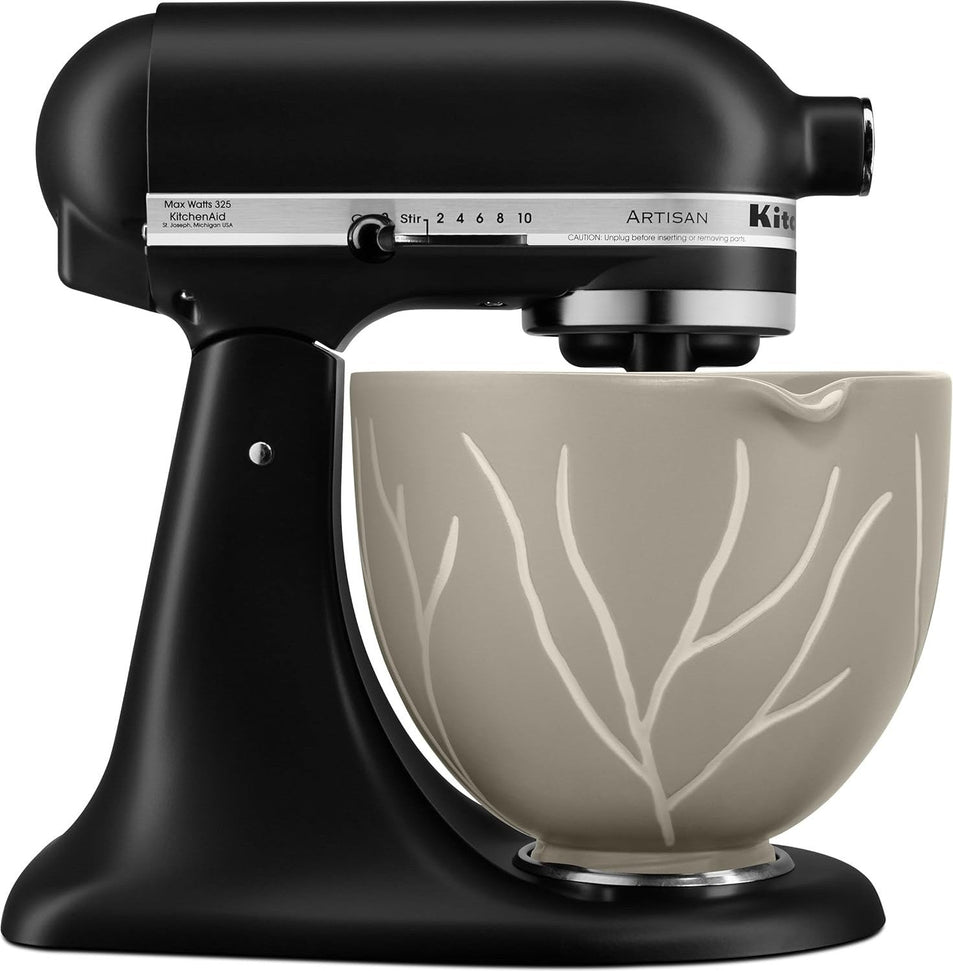 KitchenAid - 5 QT Bare Leaves Ceramic Bowl with Handle for Tilt Head Mixers - KSM2CB5BL