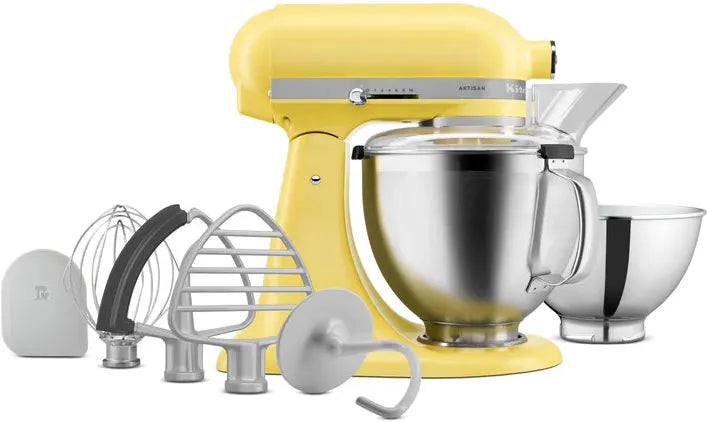 KitchenAid - 5 QT Butter Yellow Artisan Tilt-Head Stand Mixer with Premium Accessory Pack - KSM195PSBT
