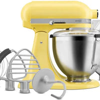 KitchenAid - 5 QT Butter Yellow Artisan Tilt-Head Stand Mixer with Premium Accessory Pack - KSM195PSBT