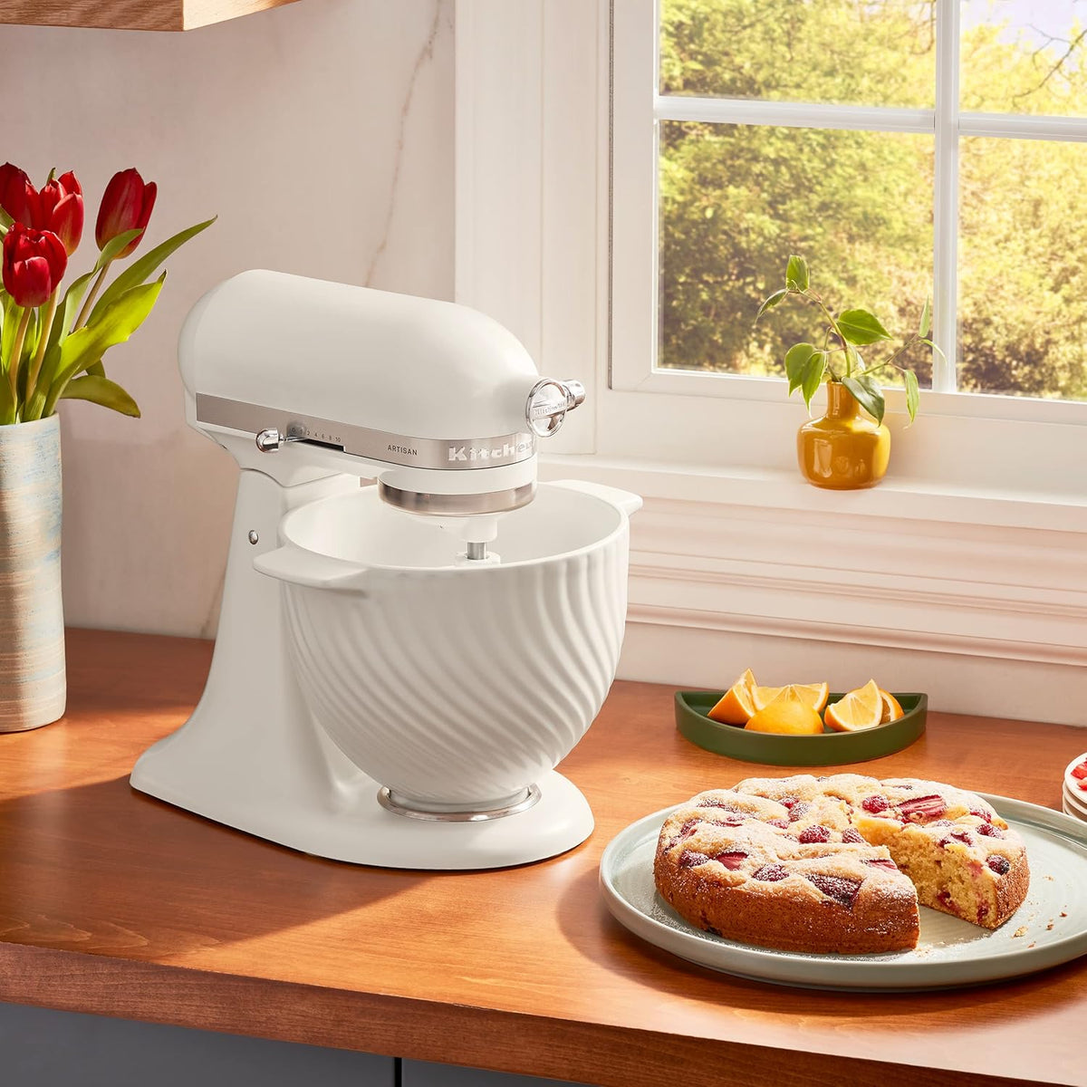 KitchenAid - 5 QT Meringue Ceramic Bowl with Handle for Tilt Head Mixers - KSM2CB5MR