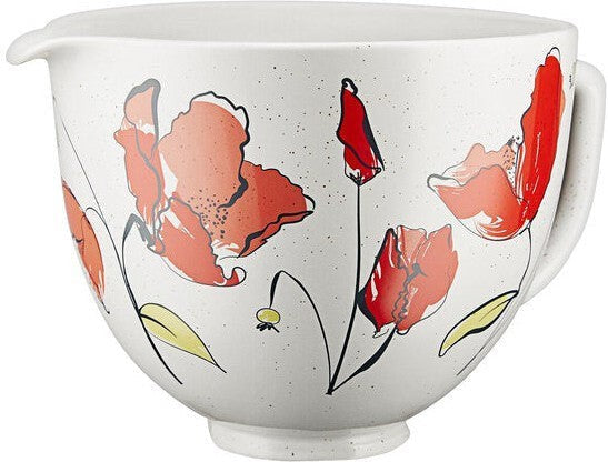 KitchenAid - 5 QT Poppy Ceramic Bowl with Handle for Tilt Head Mixers - KSM2CB5PPY