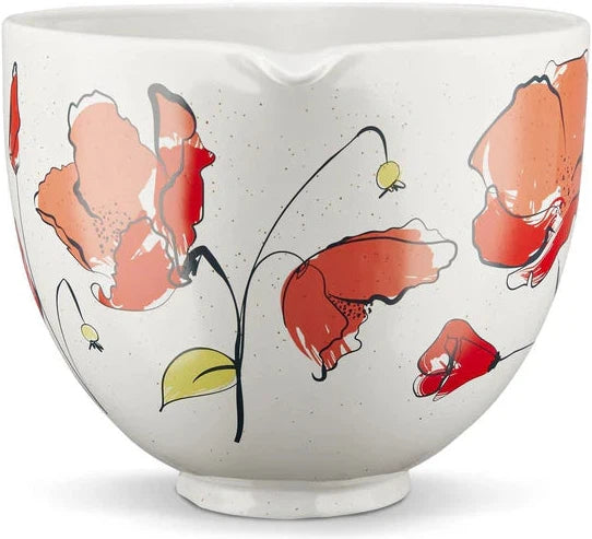 KitchenAid - 5 QT Poppy Ceramic Bowl with Handle for Tilt Head Mixers - KSM2CB5PPY