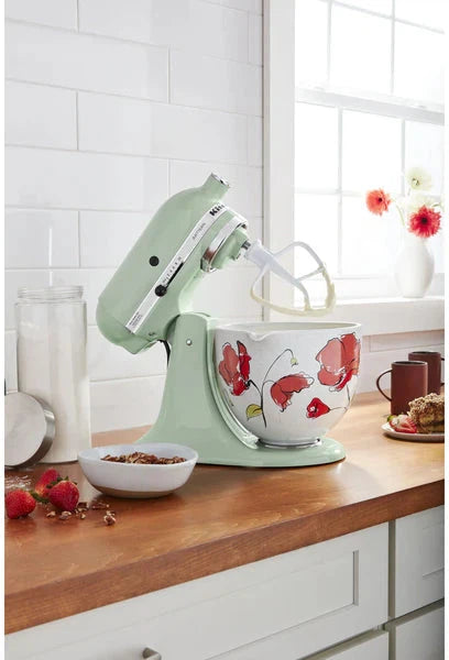 KitchenAid - 5 QT Poppy Ceramic Bowl with Handle for Tilt Head Mixers - KSM2CB5PPY