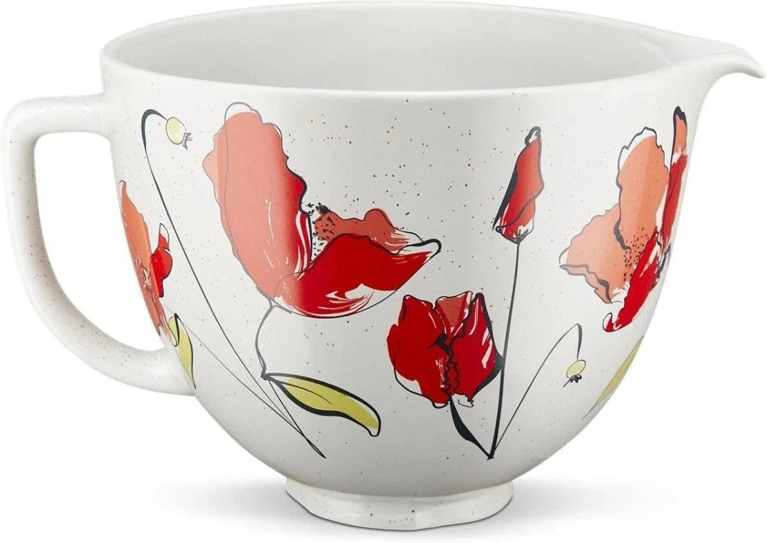 KitchenAid - 5 QT Poppy Ceramic Bowl with Handle for Tilt Head Mixers - KSM2CB5PPY