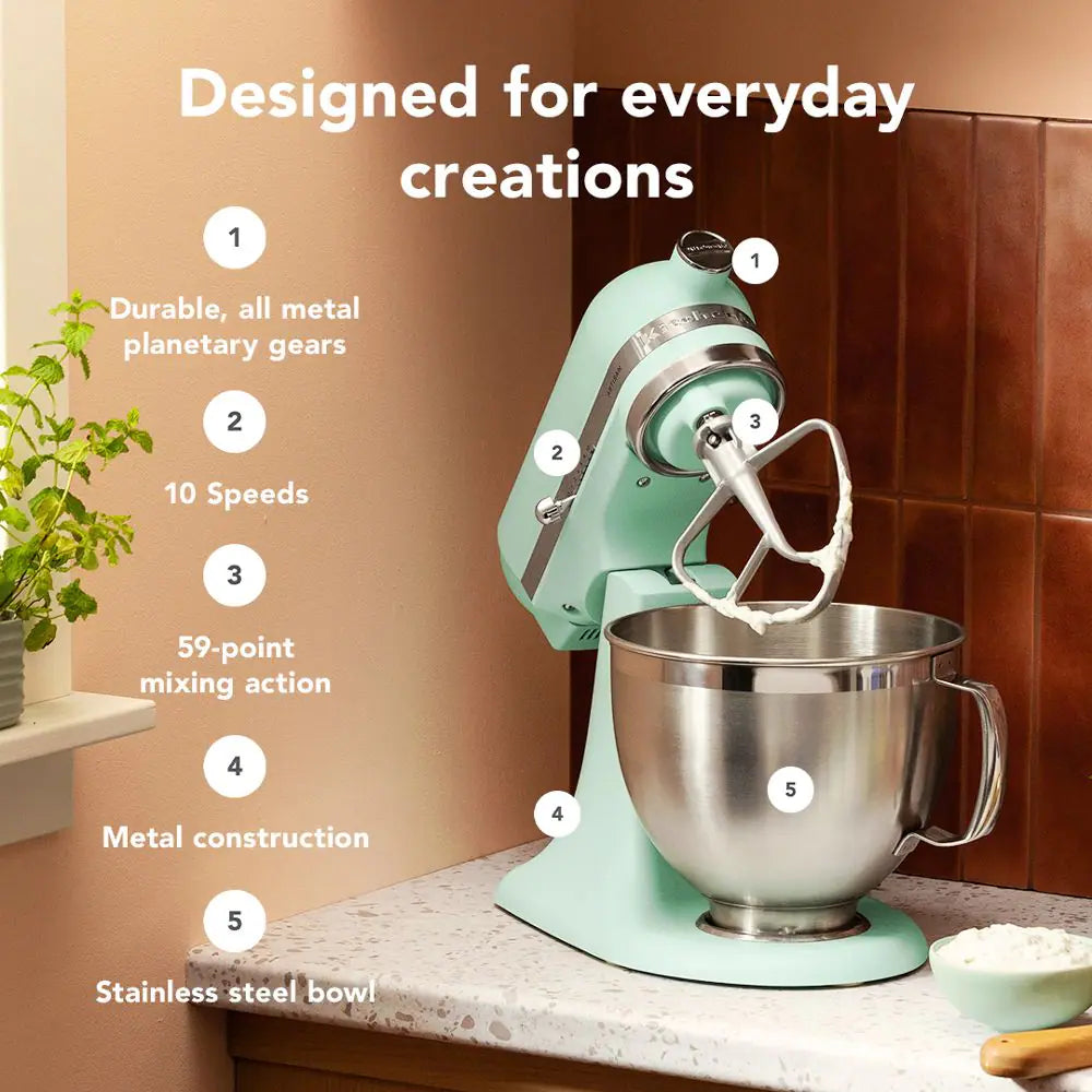 KitchenAid - 5 QT Spearmint Artisan Tilt-Head Stand Mixer with Premium Accessory Pack - KSM195PSSD