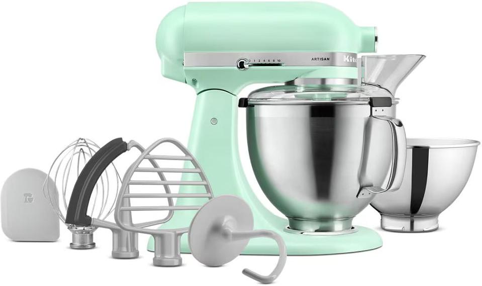 KitchenAid - 5 QT Spearmint Artisan Tilt-Head Stand Mixer with Premium Accessory Pack - KSM195PSSD