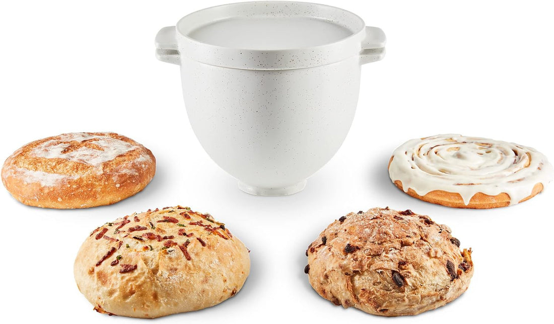 KitchenAid - 5 Qt Grey Speckle Bread Bowl with Baking Lid for Tilt-Head Mixer - KSM2CB5BGS