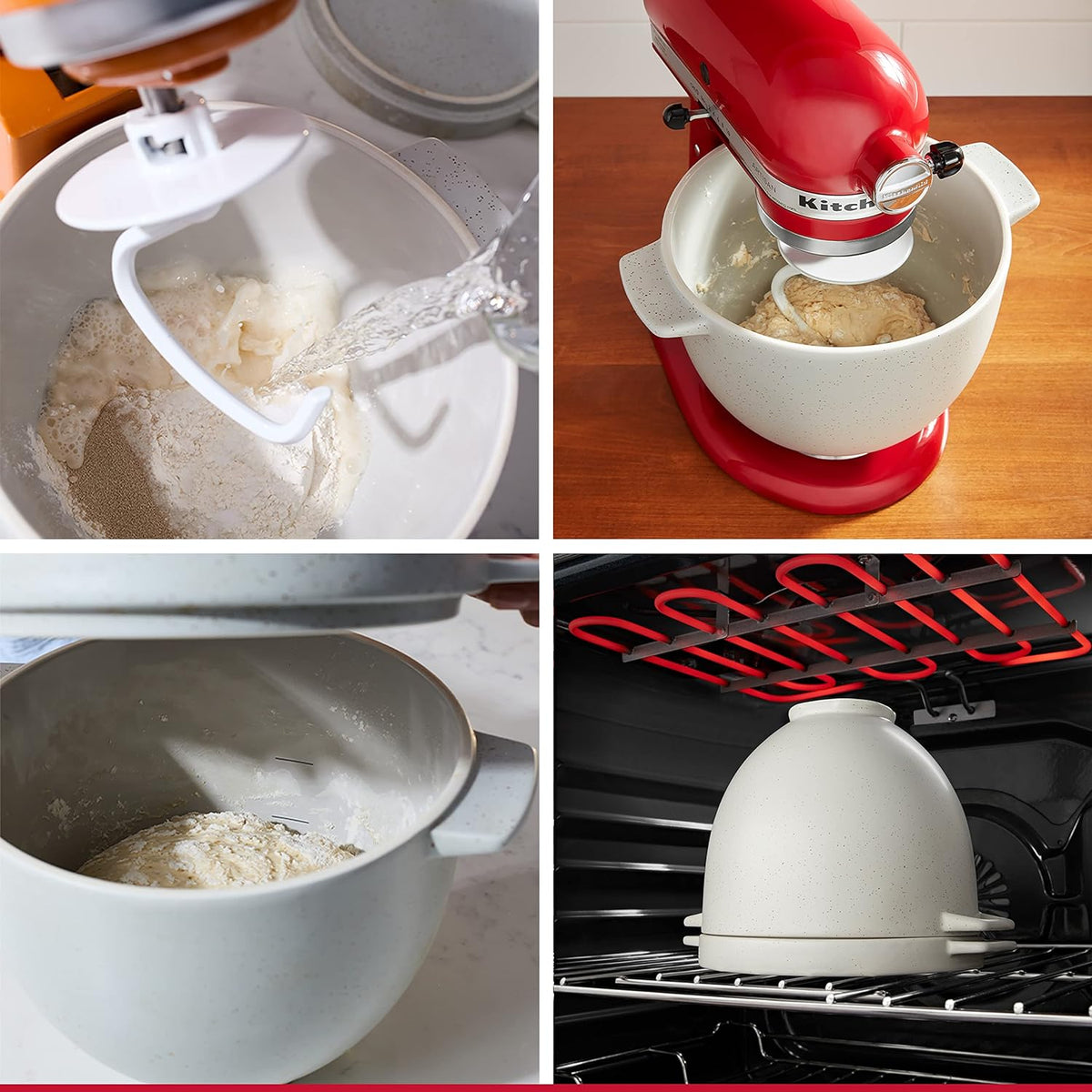 KitchenAid - 5 Qt Grey Speckle Bread Bowl with Baking Lid for Tilt-Head Mixer - KSM2CB5BGS