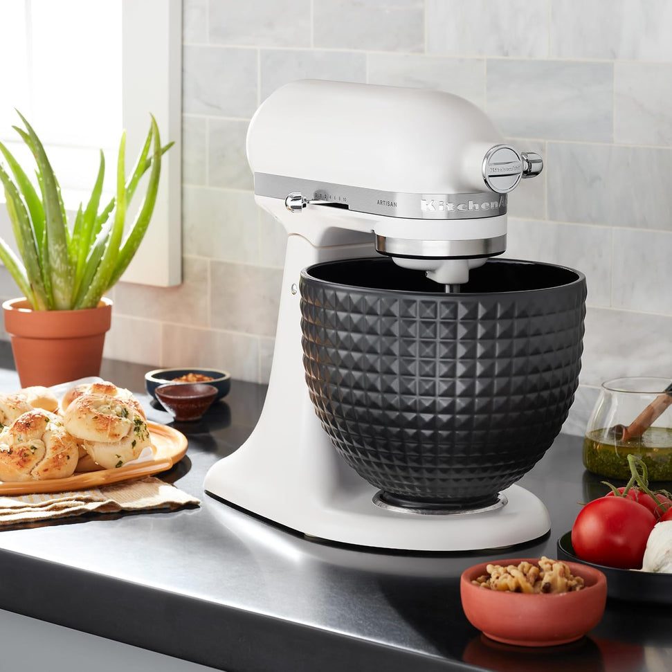 KitchenAid - 5 Quart Black Studded Ceramic Bowl for 4.5 & 5 qt Tilt-Head Stand Mixers - KSM2CB5LS
