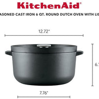 KitchenAid - 6 QT Seasoned Cast Iron Dutch Oven/Casserole - 48396