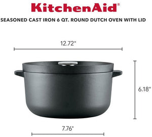 KitchenAid - 6 QT Seasoned Cast Iron Dutch Oven/Casserole - 48396