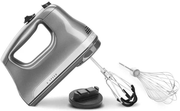 KitchenAid - 6 Speed Contour Silver Hand Mixer with Flex Edge Beaters - KHM6118CU