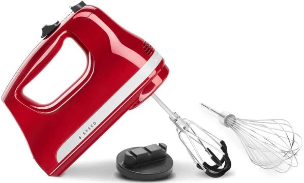 KitchenAid - 6 Speed Empire Red Hand Mixer with Flex Edge Beaters - KHM6118ER