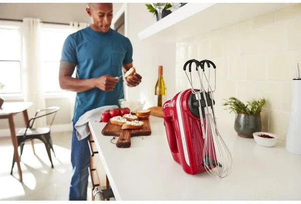 KitchenAid - 6 Speed Empire Red Hand Mixer with Flex Edge Beaters - KHM6118ER