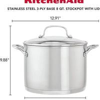 KitchenAid - 7.6 L/8 Qt. 3-Ply Base Stainless Steel Stockpot with Lid - 71003-TF05 - DISCONTINUED