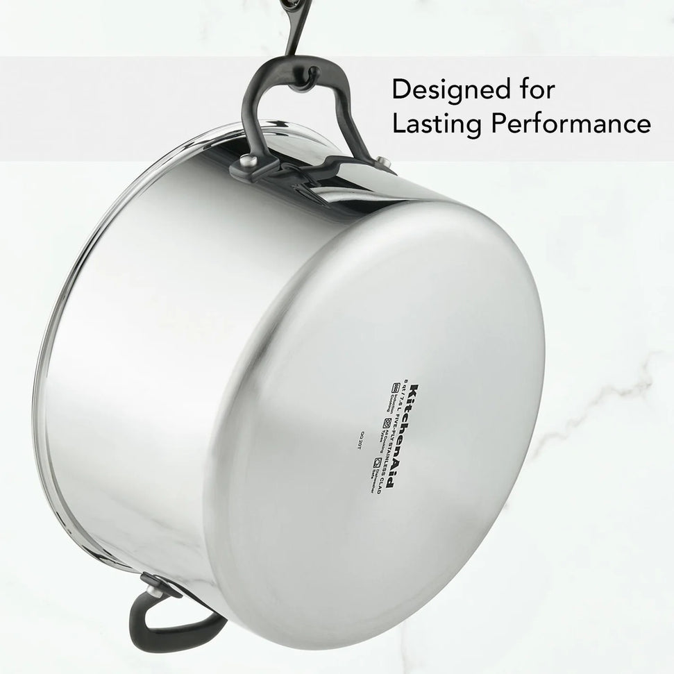 KitchenAid - 8 QT 5-Ply Clad Stainless Steel Stockpot with Lid - 30002-TF05