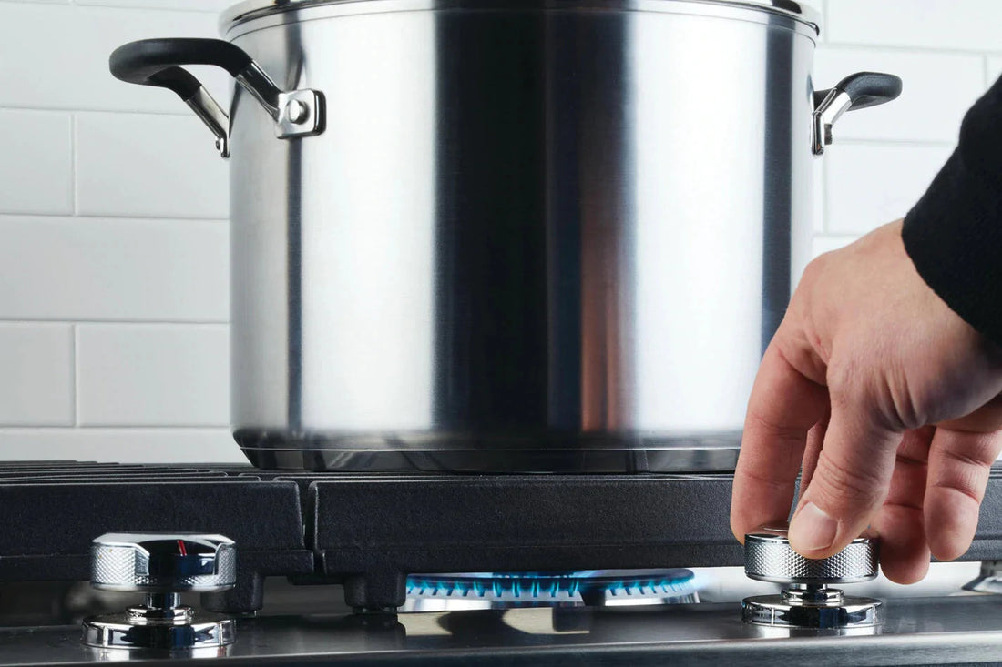 KitchenAid - 8 QT Brushed Stainless Steel Stock Pot with Measuring Marks and Lid - 71022-TF05