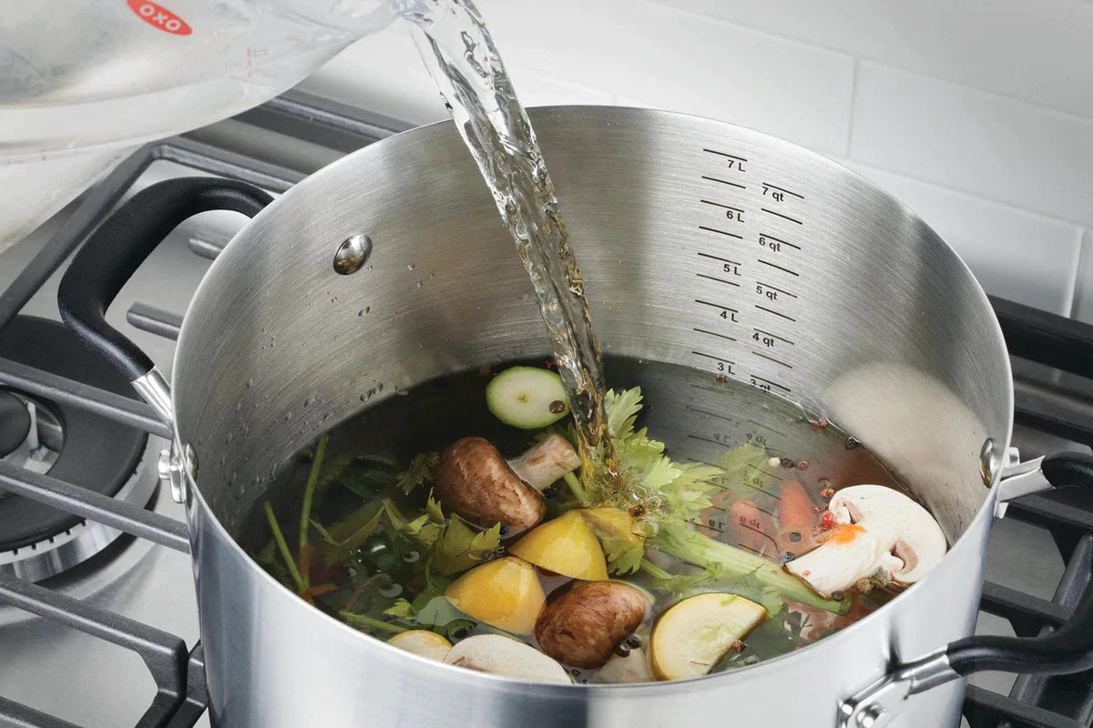 KitchenAid - 8 QT Brushed Stainless Steel Stock Pot with Measuring Marks and Lid - 71022-TF05
