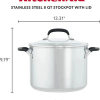 KitchenAid - 8 QT Brushed Stainless Steel Stock Pot with Measuring Marks and Lid - 71022-TF05
