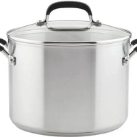KitchenAid - 8 QT Brushed Stainless Steel Stock Pot with Measuring Marks and Lid - 71022-TF05