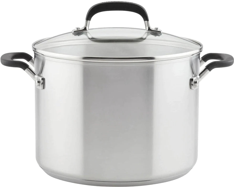 KitchenAid - 8 QT Brushed Stainless Steel Stock Pot with Measuring Marks and Lid - 71022-TF05