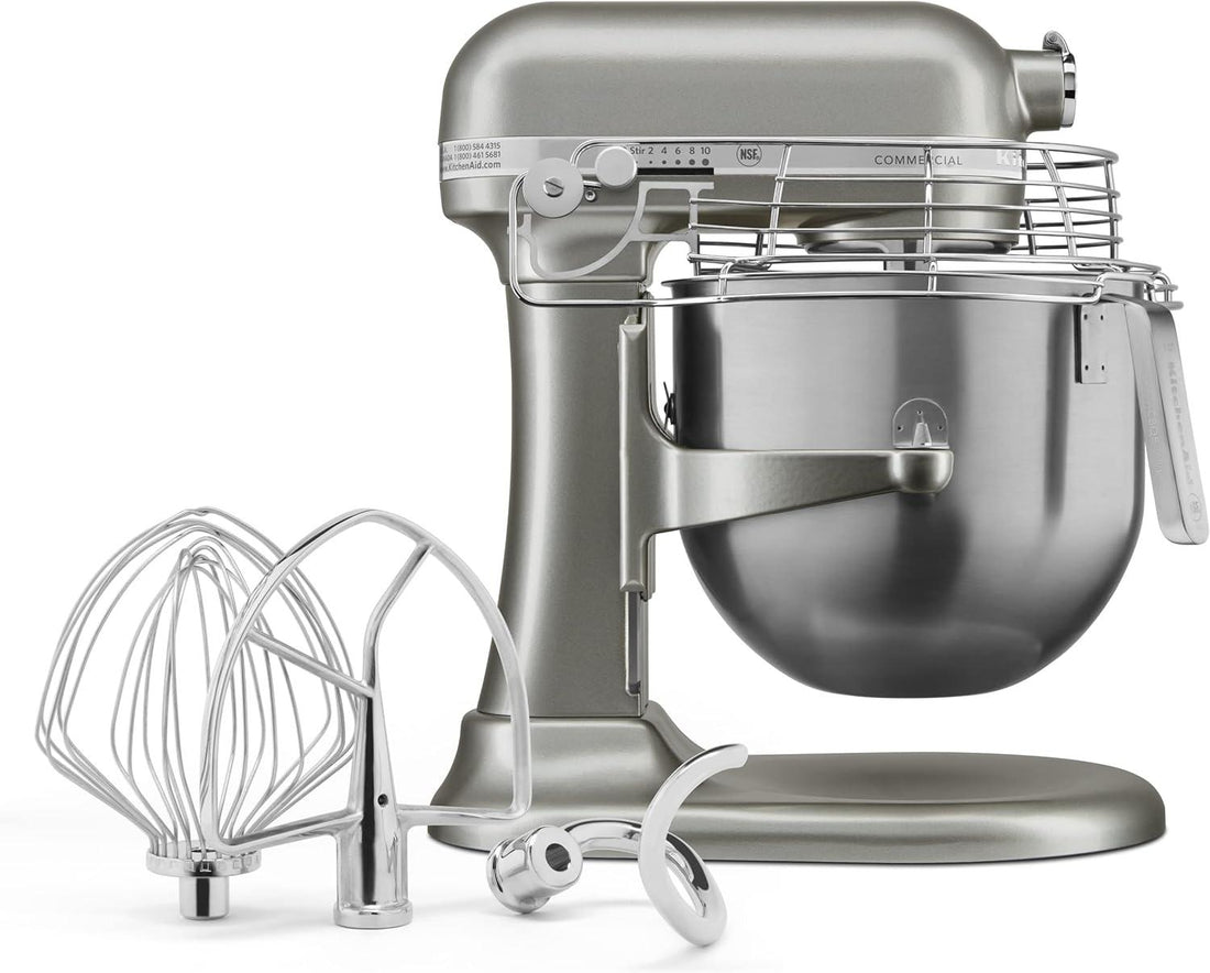 KitchenAid - 8 QT NSF Certified Commercial Series Contour Silver Bowl-Lift Stand Mixer with Stainless Steel Bowl Guard - KSMC895CU