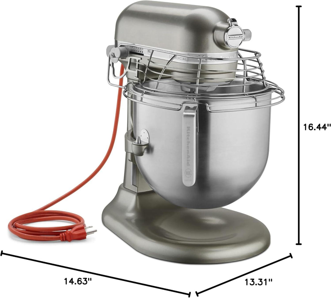 KitchenAid - 8 QT NSF Certified Commercial Series Contour Silver Bowl-Lift Stand Mixer with Stainless Steel Bowl Guard - KSMC895CU
