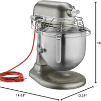 KitchenAid - 8 QT NSF Certified Commercial Series Contour Silver Bowl-Lift Stand Mixer with Stainless Steel Bowl Guard - KSMC895CU