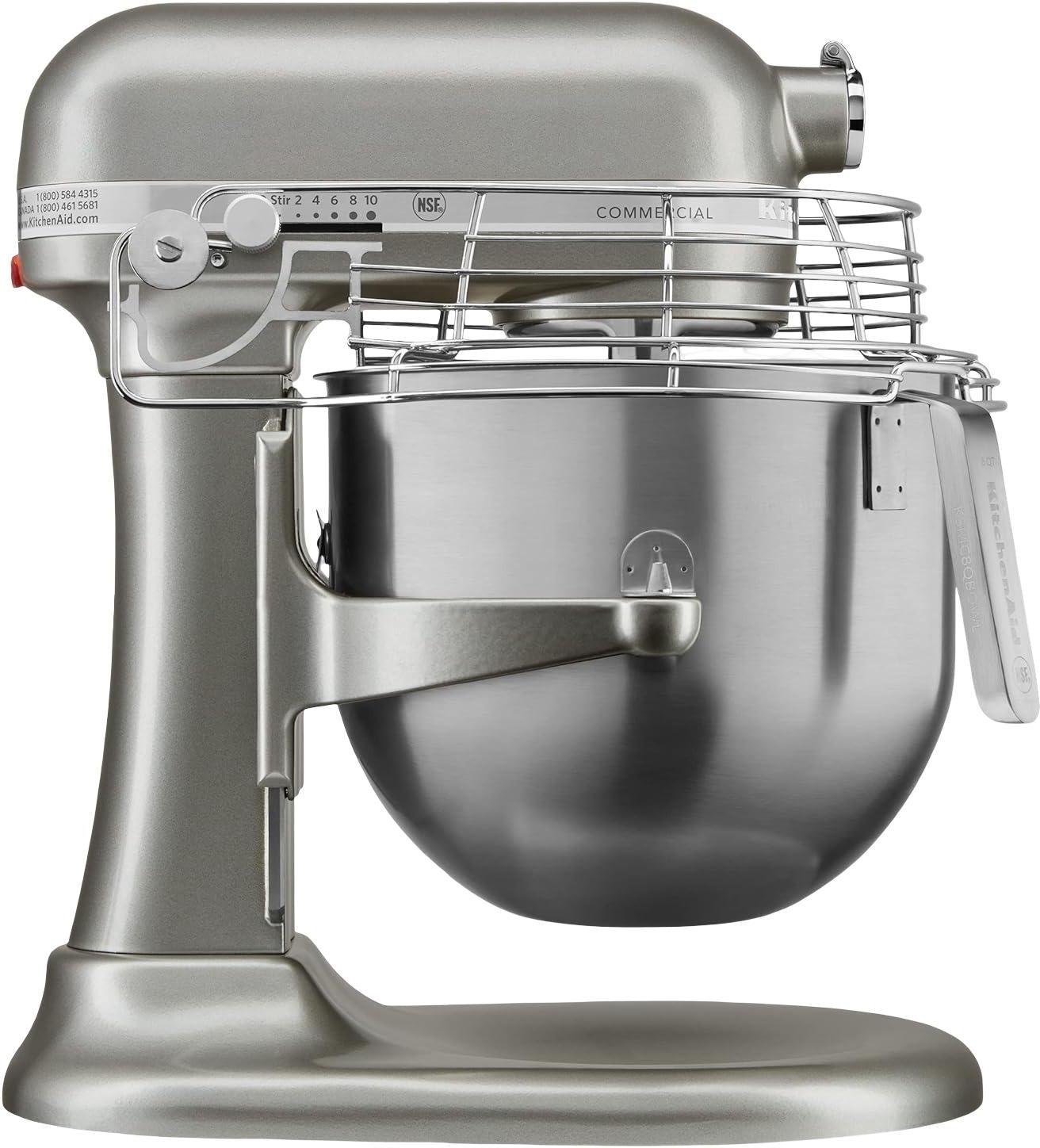 KitchenAid - 8 QT NSF Certified Commercial Series Contour Silver Bowl-Lift Stand Mixer with Stainless Steel Bowl Guard - KSMC895CU