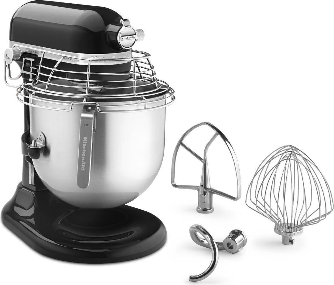 KitchenAid - 8 QT NSF Certified Commercial Series Onyx Black Bowl-Lift Stand Mixer with Stainless Steel Bowl Guard - KSMC895OB