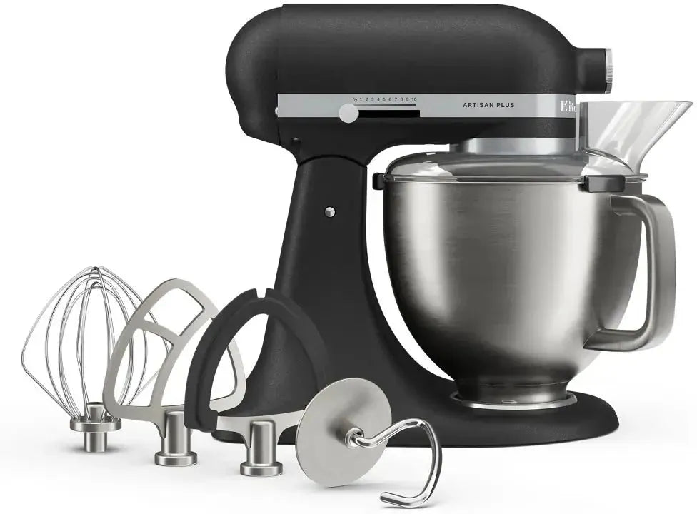 KitchenAid - Artisan Plus 5 QT Cast Iron Black Tilt-Head Stand Mixer with Accessories - KSM50PKVXBK