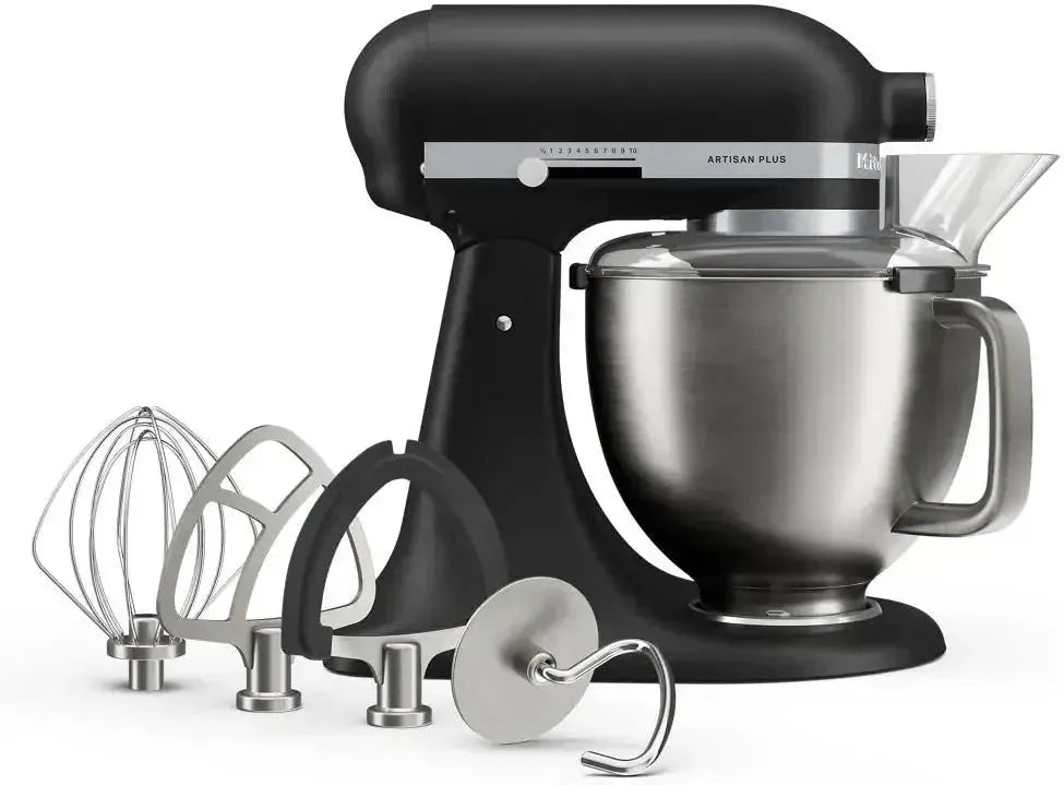 KitchenAid - Artisan Plus 5 QT Matte Black Tilt-Head Stand Mixer with Accessories - KSM50PKVXBM