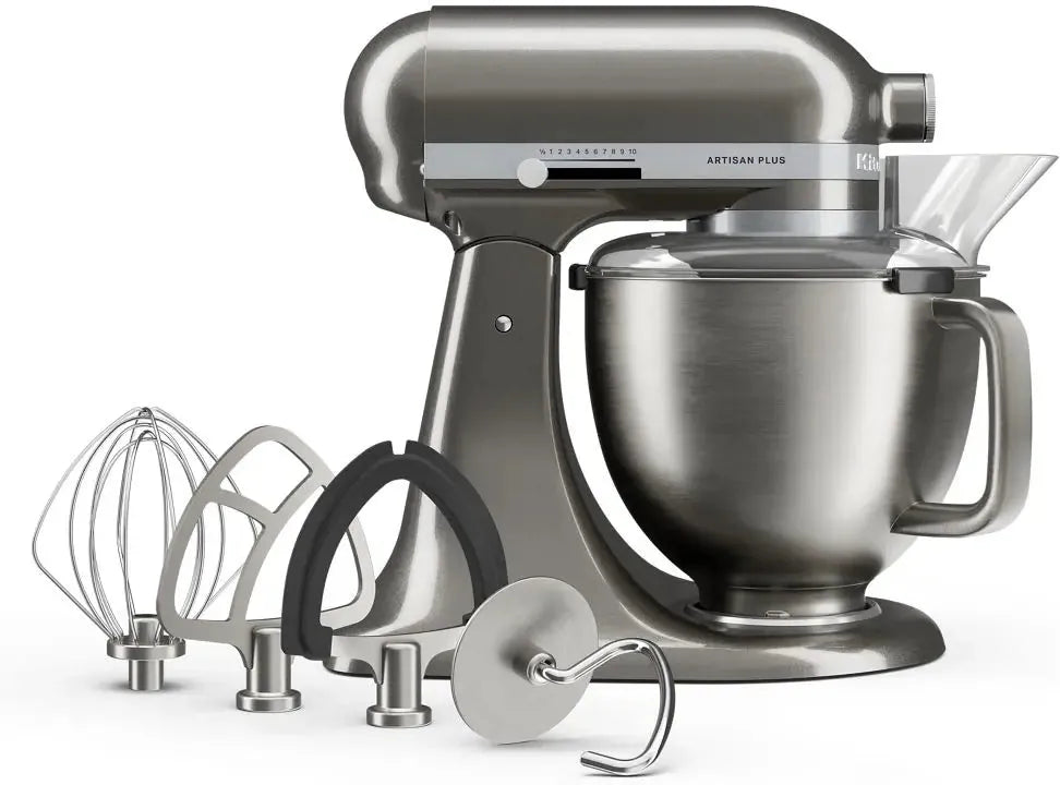 KitchenAid - Artisan Plus 5 QT Medallion Silver Tilt-Head Stand Mixer with Accessories - KSM50PKVXMS