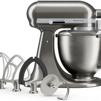 KitchenAid - Artisan Plus 5 QT Medallion Silver Tilt-Head Stand Mixer with Accessories - KSM50PKVXMS