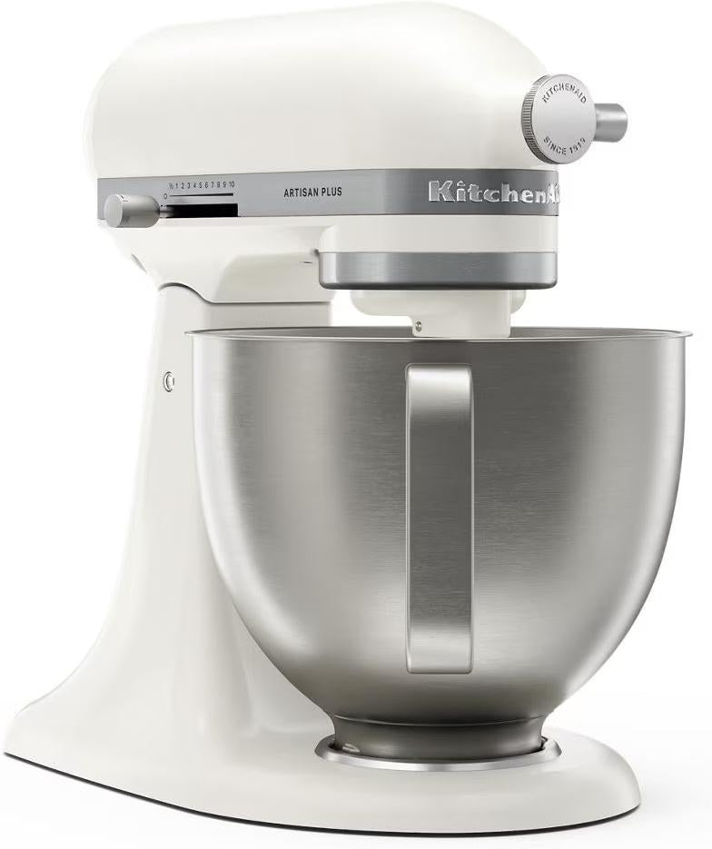 KitchenAid - Artisan Plus 5 QT Porcelain White Tilt-Head Stand Mixer with Accessories - KSM50PKVXPL