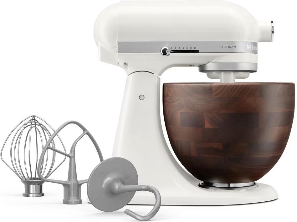 KitchenAid - Artisan Series 5-Quart Porcelain Tilt-Head Stand Mixer with True Walnut Wood Bowl - KSM156WBPL