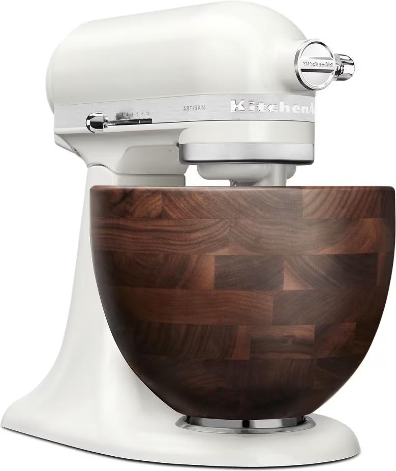 KitchenAid - Artisan Series 5-Quart Porcelain Tilt-Head Stand Mixer with True Walnut Wood Bowl - KSM156WBPL