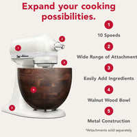 KitchenAid - Artisan Series 5-Quart Porcelain Tilt-Head Stand Mixer with True Walnut Wood Bowl - KSM156WBPL