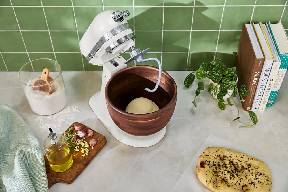 KitchenAid - Artisan Series 5-Quart Porcelain Tilt-Head Stand Mixer with True Walnut Wood Bowl - KSM156WBPL