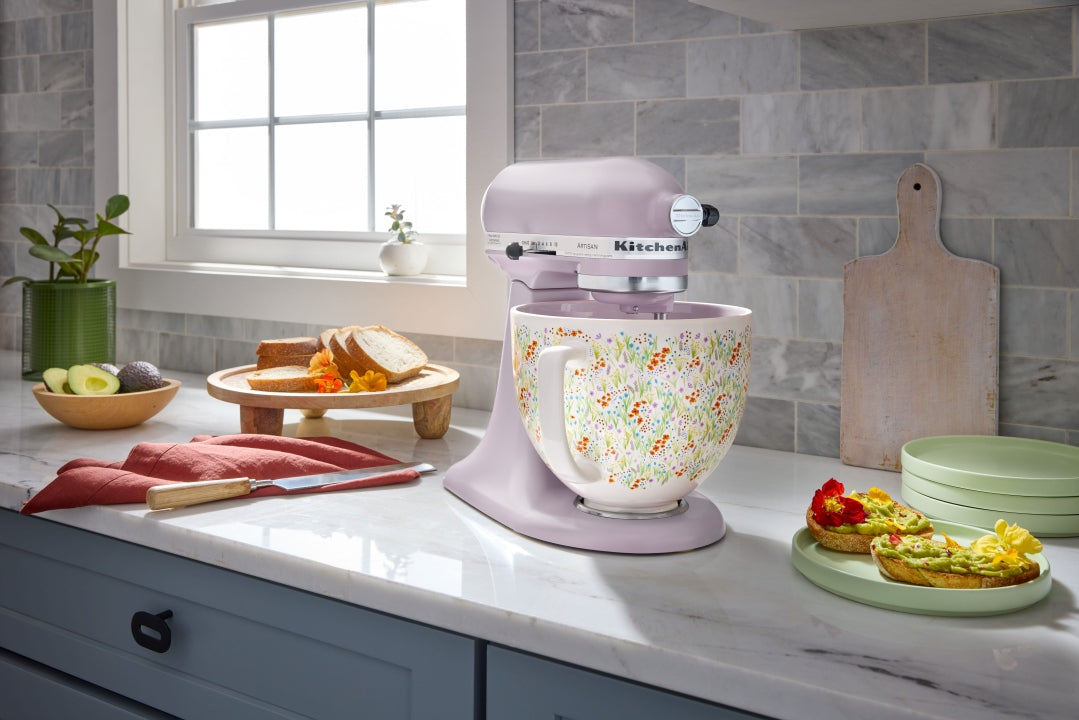 KitchenAid - Artisan Series 5-Quart Wildflower Tilt-Head Stand Mixer with Ceramic Bowl - KSM156CXWF