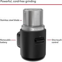 KitchenAid - Black Matte Cordless Blade Coffee Grinder - Battery Included - KBGR111BM