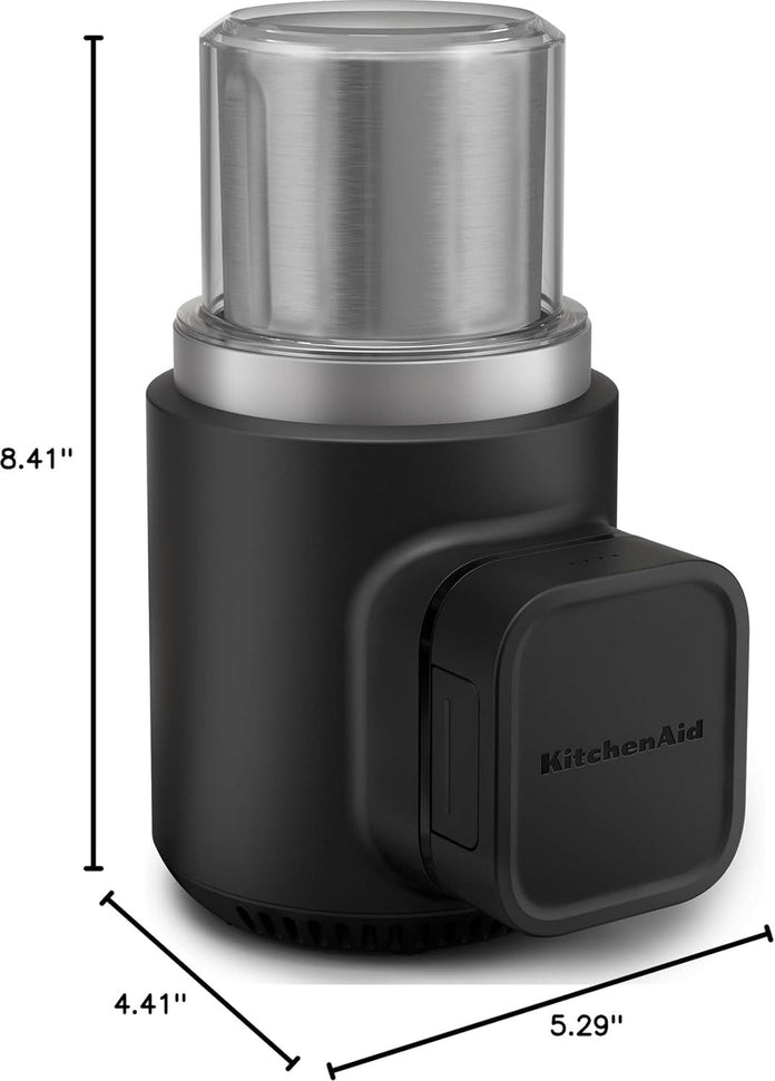 KitchenAid - Black Matte Cordless Blade Coffee Grinder - Battery Included - KBGR111BM - DISCONTINUED
