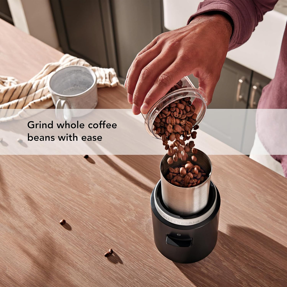 KitchenAid - Black Matte Cordless Blade Coffee Grinder - Battery Included - KBGR111BM - DISCONTINUED