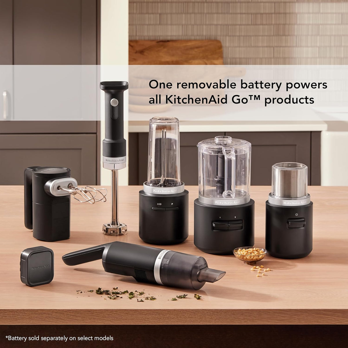 KitchenAid - Black Matte Cordless Blade Coffee Grinder - Battery Included - KBGR111BM - DISCONTINUED